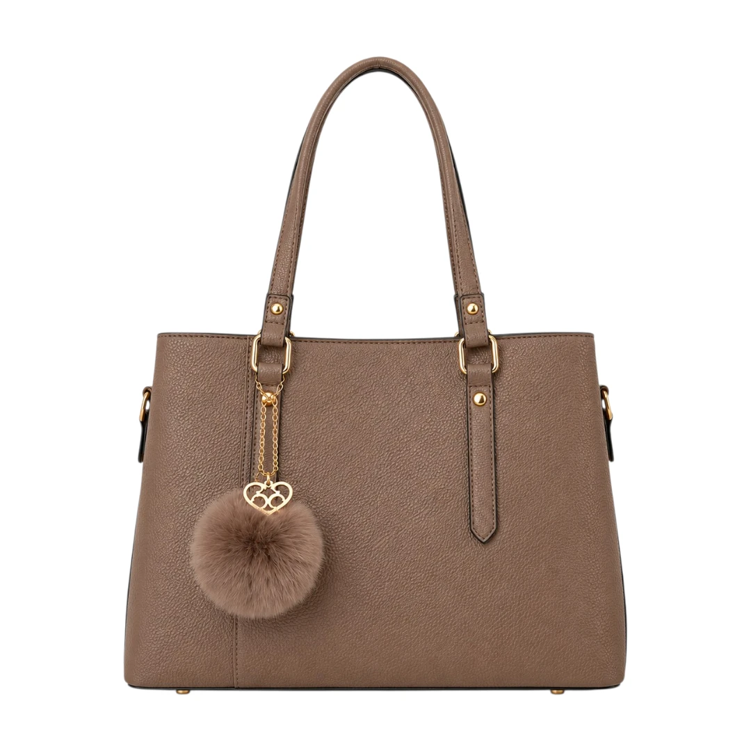 AuraBag Beige Taupe Charm Tote Handbag