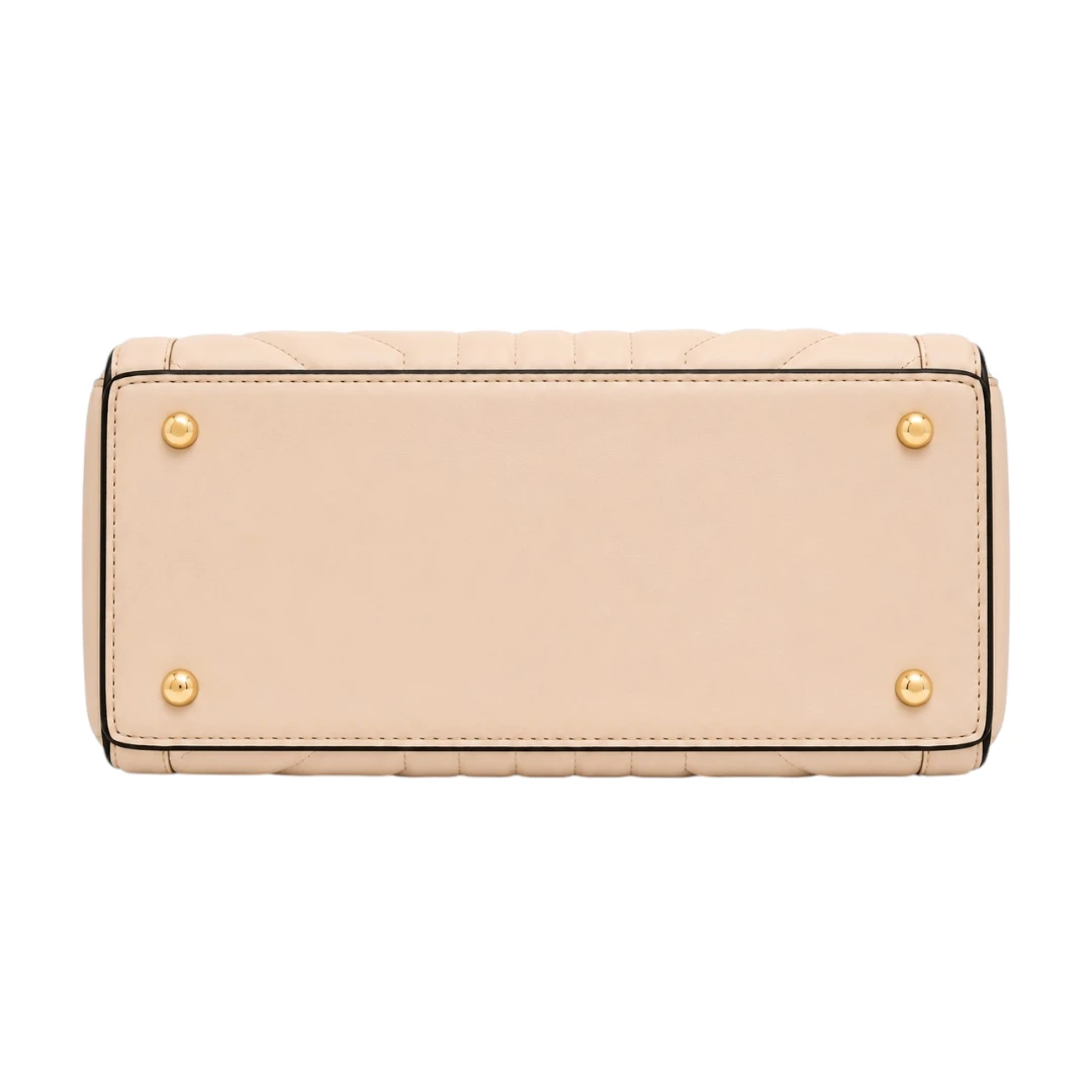 AuraBag Biege Quilted Top Handle Handbag