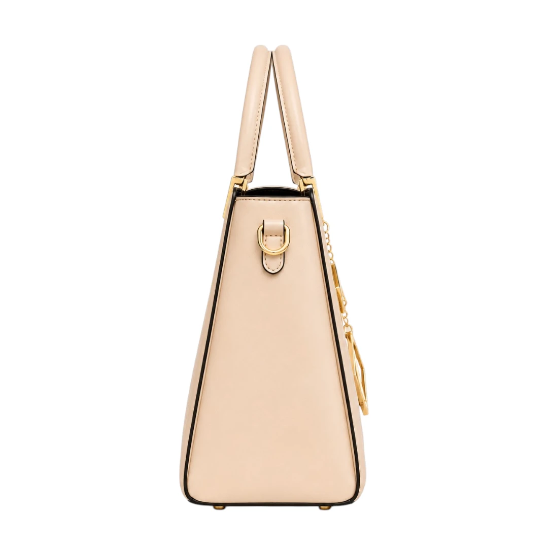 AuraBag Biege Quilted Top Handle Handbag