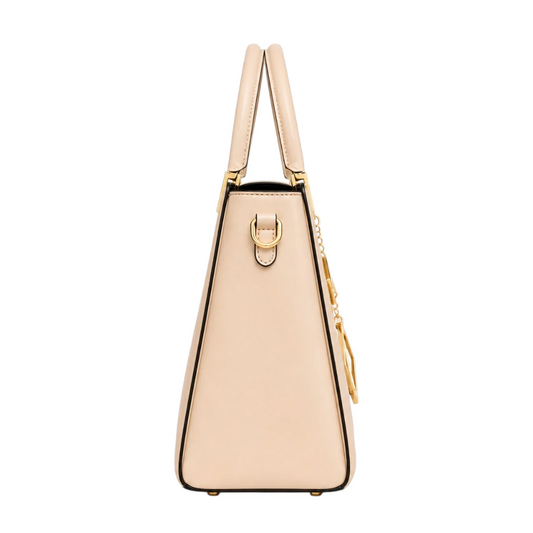 AuraBag Biege Quilted Top Handle Handbag