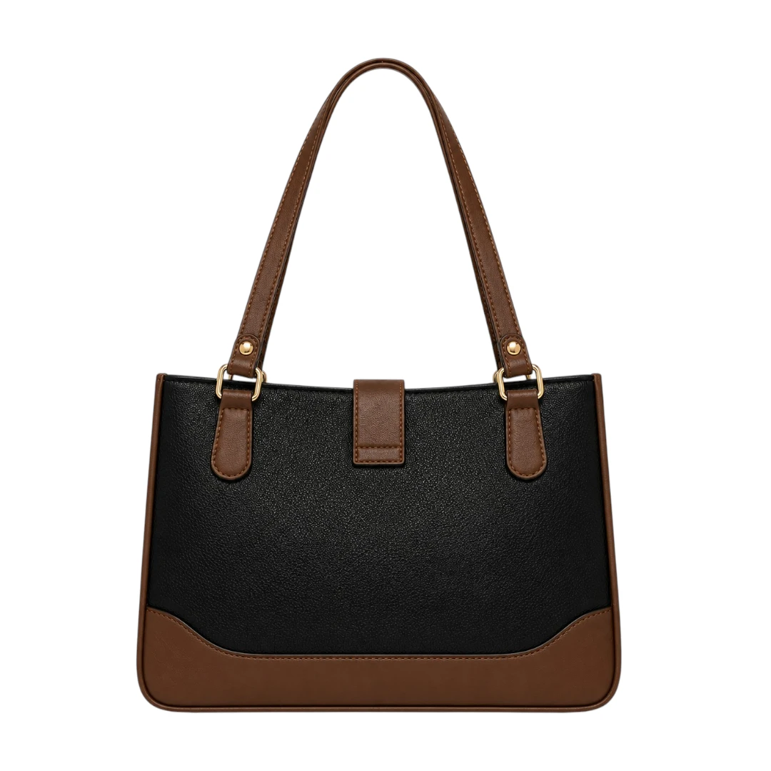 AuraBag Black Classic Lock Tote Elegant Women's Handbag