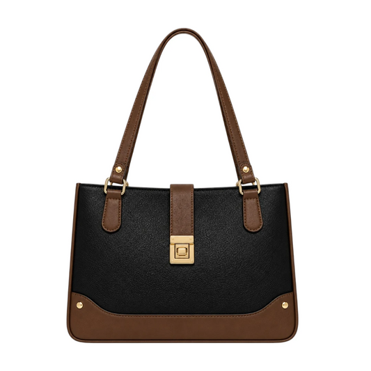 AuraBag Black Classic Lock Tote Elegant Women's Handbag