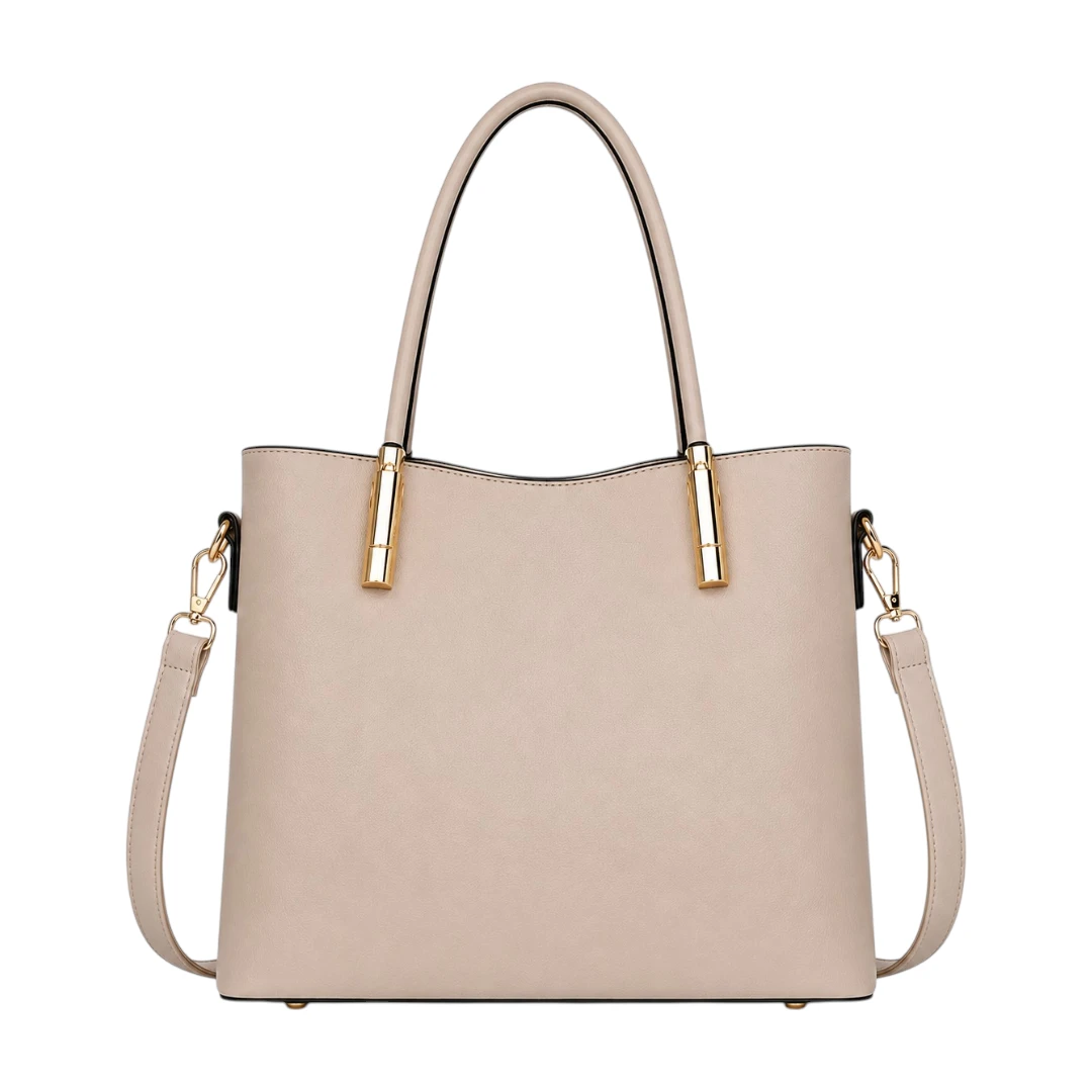 AuraBag Elegant Beige Tassel Tote Handbag