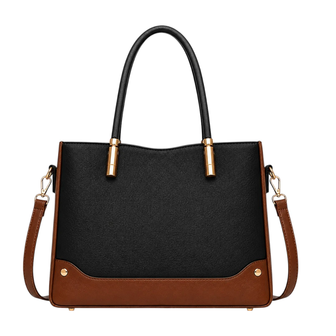 AuraBag Black Luxe Pom-Pom Tote Handbag