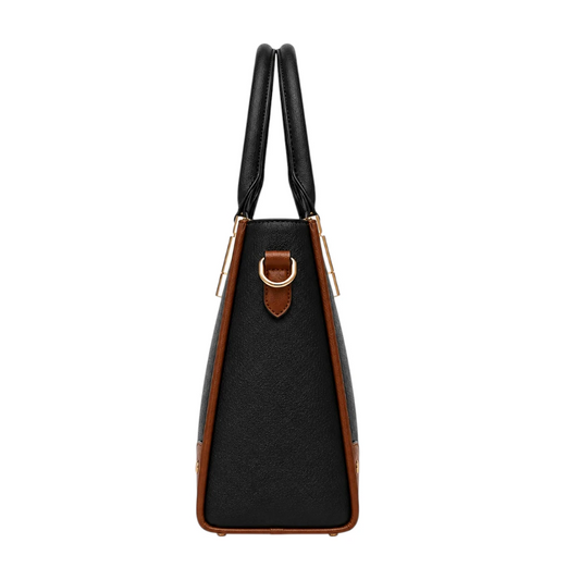AuraBag Black Luxe Pom-Pom Tote Handbag