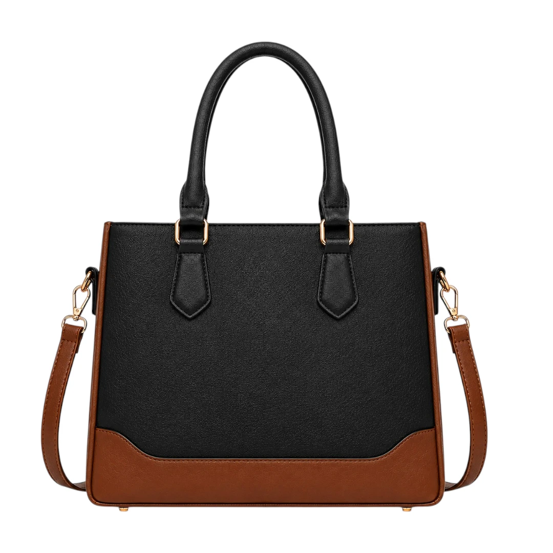 AuraBag Black Luxe Pom-Pom Tote Handbag